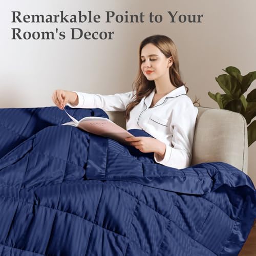 downluxe Weighted Blanket Queen Size, 15 lb Weighted Blanket with Glass Beads for All Season, Machine Washable Heavy Blanket (Navy, 90 X 90 Inch) - Image 7