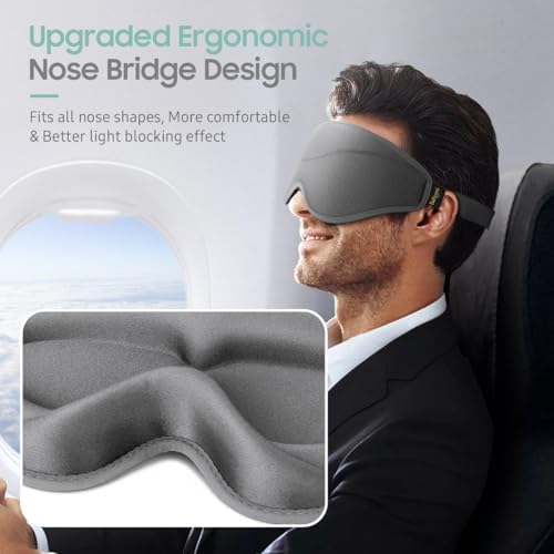BeHoomi Sleep Mask, Premium Eye Mask for Sleeping, Completely Blackout, Superior Soft Comfort, Upgraded 3D Ergonomic Designed Sleeping Mask for Home, Office, Travel, Meditation, Yoga, Grey - Image 6