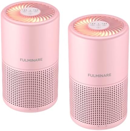 FULMINARE Air Purifiers for Home H13 True HEPA Air Filter (Pink 2 Pack) by PureAirPowerfulSound