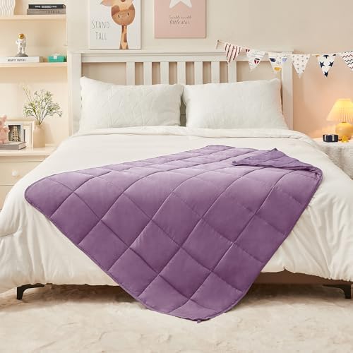 yescool Purple Weighted Blanket 7 Pounds Cooling Weighted Lap Blanket, Heavy Blanket for Sleeping, Weighted Throw Blanket Gifts for 60-80lbs, 40"x60" - Image 6