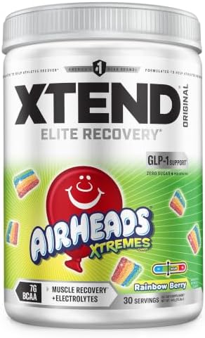 Xtend Original BCAA Powder, Zero Sugar, Air Heads Rainbow Berry, 30 Serv by Xtend