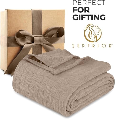 Superior Cotton Blanket Breathable All Season Comfy Bedding, King, Khaki - Image 3