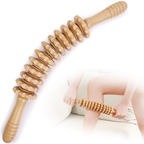 Wood Massage Roller Muscle Roller Cellulite Massage Tool Fascia Blaster Lymphatic Drainage Massager Wood Therapy Massage Tools for Deep Tissue Muscle Relief Recovery(12-Wheel) by Unknown