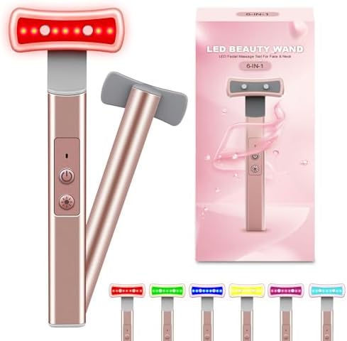 Red Light Therapy for Face, 6 in 1 LED Light Therapy Eye Equipment for Skin,Face Wand with Facial Massager, Skincare Facial Wand,Vibration, Thermal, Microcurrent，Portable Beauty Tools by Unknown