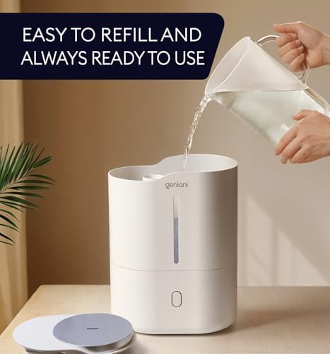 GENIANI Ultrasonic Cool Mist Humidifier for Bedroom, Large Rooms, Home, 4L - Easy Fill & Clean Humidifier for Plants w/Auto Shut-off, 40H Runtime - Quiet, Top Fill Air Humidifier - Image 2