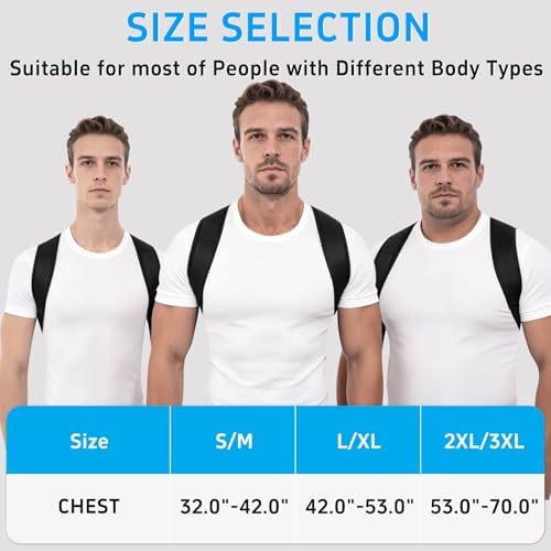 Back Brace Posture Corrector for Women Men Shoulder Support Straightener Pain Relief Upper Spine Hunchback Thoracic Device Plus Size Straps Correction Fixer Trainer Best Straight Black Large/X-Large - Image 5