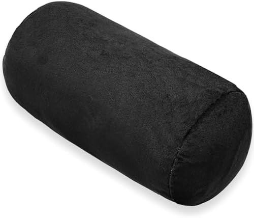 1 MIDDLE ONE Round Cylinder Bolster Pillow with Removable Velvet Cover, Tube Roll Cervical Pillow for Head, Neck, Back and Legs Support, 13" x 6", Black by 1MIDDLEONE