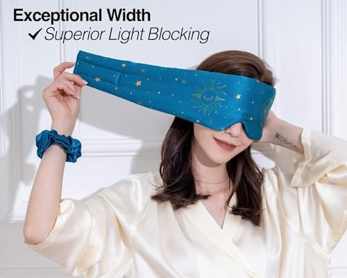 Fleur&Yang Silk Sleep Mask, Adjustable Blackout Sleeping Mask for Men Women, Soft Breathable 100% Mulberry Silk Fabric, Cooling Eye Cover Blindfold for DeepSleep or Meditation(Luna) - Image 3