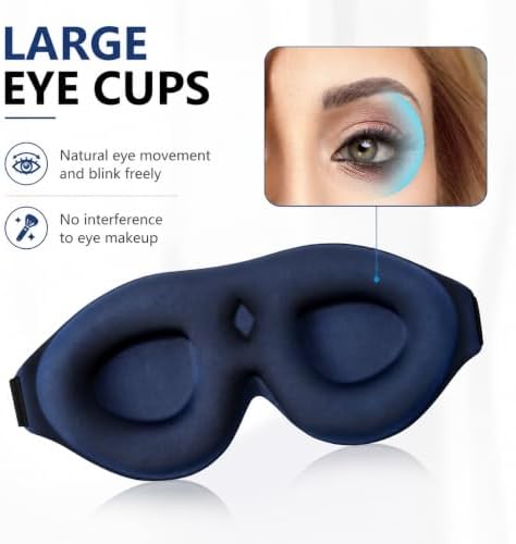 ALASKA BEAR Memory Foam Sleep Mask, Contoured Eye Cups for Women Men, Blue - Image 4