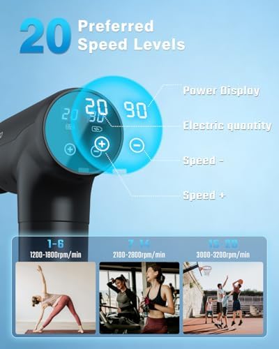 cotsoco Massage Gun, Muscle Massage Gun Deep Tissue Back Massager for Pain Relief, 20 Speeds Handheld Electric Massager Tool with Silent Brushless Motor, Suitable for Gym Office Home Travel - Image 4