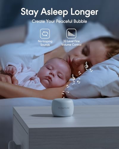FLOWTUNE Sound Machine White Noise Machine for Baby Adults, 18 Non-looping Sounds, Timer, Memory Function, Portable Sleep Sound Therapy Gift (Misty Blue) - Image 3