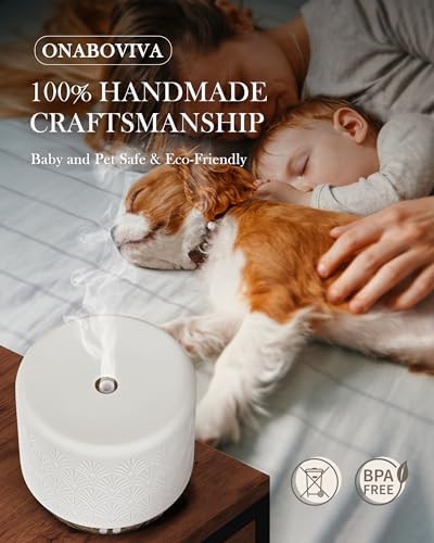 Essential Oil Diffuser - 280ml Ceramic Diffuser for Large Room & Commercial Use, 2.4MHz Aromatherapy Diffuser with Cool Mist Humidifier & Night Light, Ideal for Bedroom, Office, Yoga, Spa, Gifts - Image 6