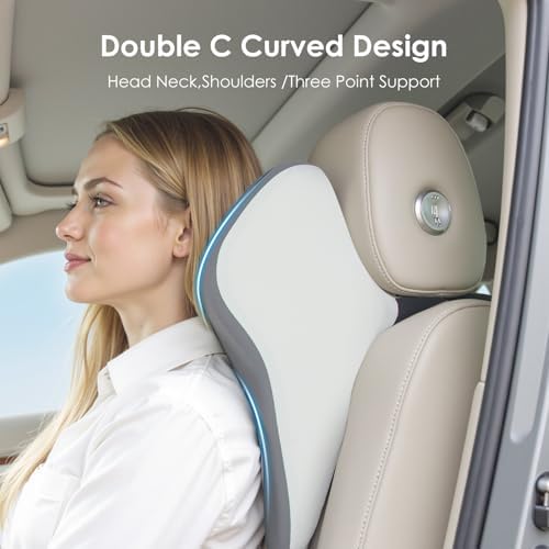 FLORICH Lumbar Support and Car Neck Pillow, Back Support and Headrest Pillow for Car Seat Driver, Memory Foam Back Neck Support Pillow and Car Seat Lumbar Support for Car Office Chair - Grey - Image 3