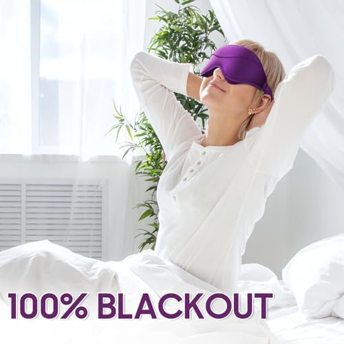 Sleep Mask - Total Blackout 3D Sleeping Mask, Super Lightweight & Silky Soft Eye Mask for Sleeping, Fully Adjustable Fit for Home, Traveling, Meditation, Yoga, Purple, Mothers Day Gifts - Image 2