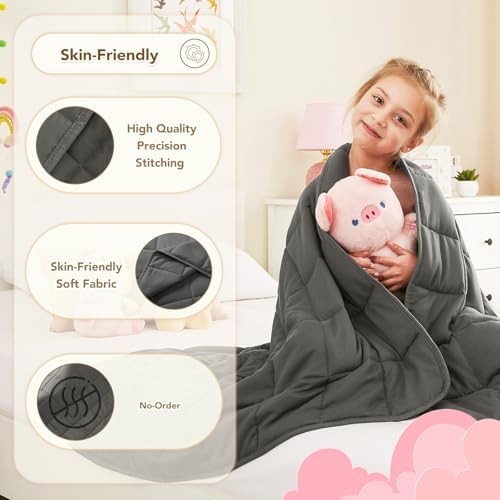 CuteKing Weighted Blanket (2lbs, 36"x48", Grey) Heavy Blanket for 40-60lbs, Weighted Blanket for Cooling & Heating with Premium Glass Beads, Soft Thick Blanket All-Season - Image 5