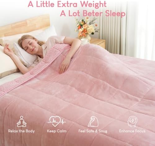 Cottonblue Pink Weighted Blankets 25lbs for Adults King Size 90"x90" Soft - Image 2