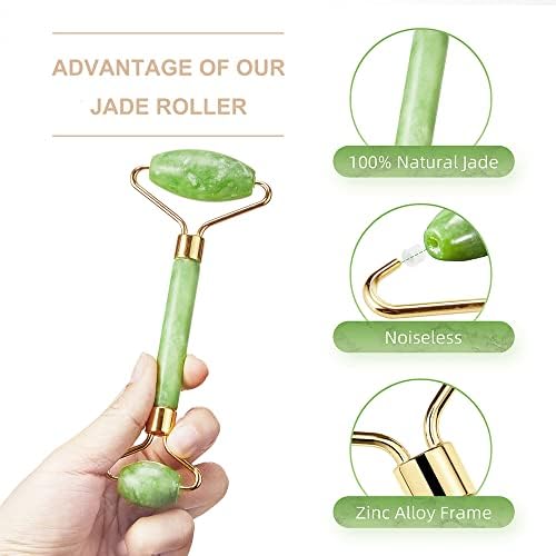 AECW 3-in-1 Natural Jade Roller and Gua Sha Set for Face and Eye Ice Roller Facial Cooling Massage Roller (White Ice Roller + Jade Roller + Gua Sha) - Image 2