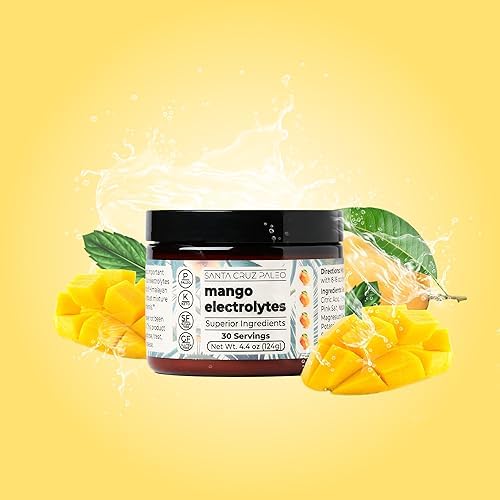 Santa Cruz Paleo Electrolyte Powder, Mango Flavor, Sugar Free Hydration Drink Mix with Himalayan Pink Salt, Sea Salt, Magnesium Glycinate, Potassium Chloride, Sweetened with Stevia, 30 Servings - Image 2