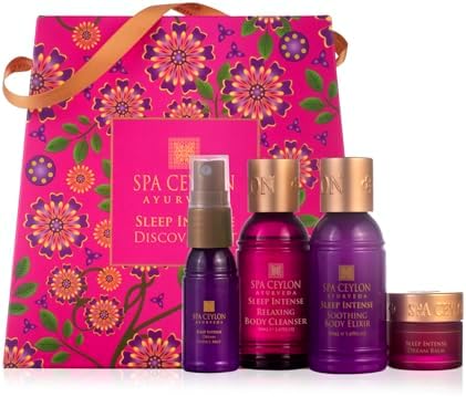 Spa Ceylon Ayurveda Sleep Intense Discovery Set – 4-Piece Natural Calming Gift Set with Neroli, Lavender & Ylang Ylang – Body Cleanser, Body Elixir, Dream Mist & Dream Balm by SPACEYLON