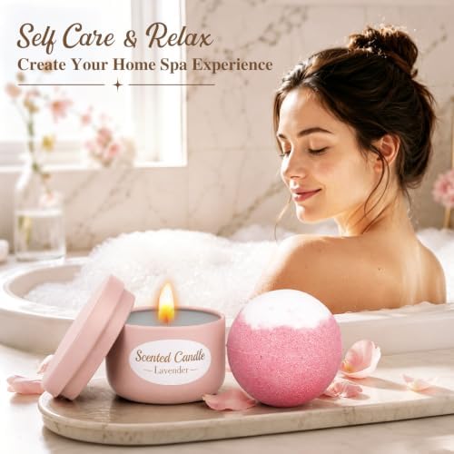 Christmas Birthday Gifts Set for Women Pink Self Care Spa Gift Basket Set - Image 3
