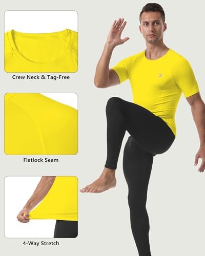 Roadbox Compression Shirt Men Short Sleeve, Cool Dry Base Layer Athletic Undershirts, Workout T-Shirt for Sports Gym Running - Image 4