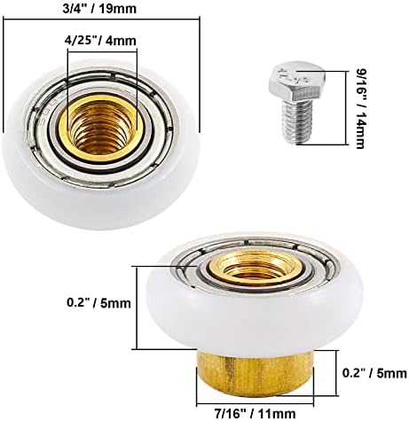 4Pcs Shower Door Roller Runners, 3/4 Inch, 19mm x 5mm - Image 3