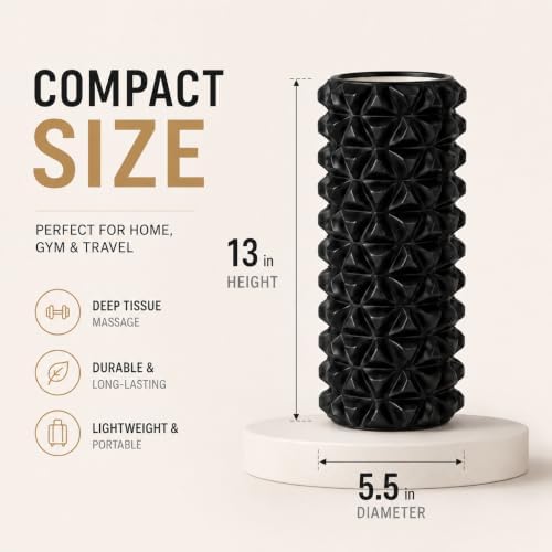 High-Density Foam Roller for Recovery and Relaxation, Muscle Massage and Myofascial Trigger Point Release, Relieves Muscle Pain, Improves Mobility (Black) - Image 3