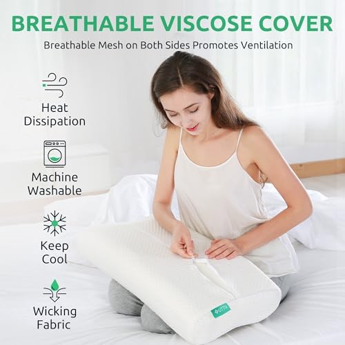 UTTU Cervical Pillow for Neck Pain Relief, Memory Foam Neck Pillow for Sleeping, Adjustable Orthopedic Sandwich Pillow, Contour Cooling for Side Back Stomach Sleeper, Queen(23.6"×13.8"×5.2"/4.5") - Image 5