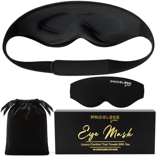 Proglobe Luxe Sleep Mask for Back and Side Sleepers, 3D Eye Mask, Black by ProGlobe