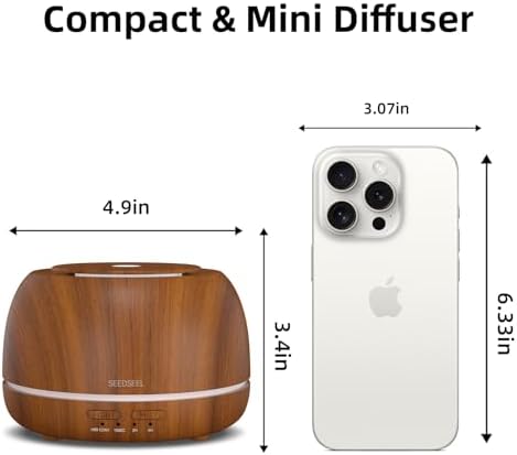 SEEDSEEL 300ML Essential Oil Diffuser with Remote Control,7 LED Colour Lights,4 Timer, Quiet,Ultrasonic Aromatherapy Diffuser for Bedroom, Living Room, Desk,Office - Image 2