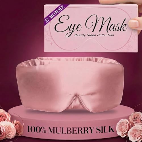 SLEEP SANCTUARY 100% Pure Mulberry Silk Sleep Mask - 22 Momme Light Blocking Hook & Loop Silk Eye Mask for Sleeping - Secure Fit for Side Sleepers, Women & Men - Cloud Soft (Pink) by Unknown