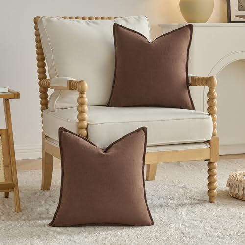 FUTEI Pack of 2 Chenille Throw Pillow Covers 12x20 Inch, Brown - Image 4