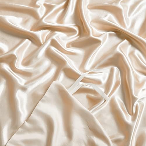 NSGZ Satin Duvet Cover for Weighted Blanket, 60x80, 8 Ties, Khaki - Image 5