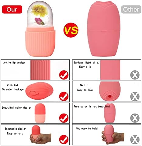 XHJRI Ice Cube Roller Massager for Face, Eyes and Neck Naturally Conditioning and Skin Care,De-Puff Eye Bags,Reduce Migraine Pain,Reusable Massage Silicone Ice Mold (Pink) - Image 6