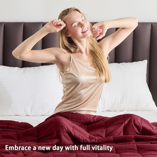 yescool Weighted Blanket for Adults 20lbs Queen Size, 60" x 80", Red - Image 5