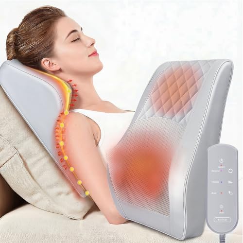 Boriwat Back Massager with Heat, 3D Kneading Massage Pillow for Back, Neck, Shoulder, Leg Pain Relief Deep Tissue, Gifts for Women Men Mom Dad(Light Gray) by Boriwat