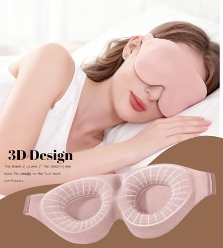 Sleep Mask for Women Men Comfortable Blockout Soft 3D Padded Eye Mask for Sleeping Side Sleeper Friendly Pink - Image 3