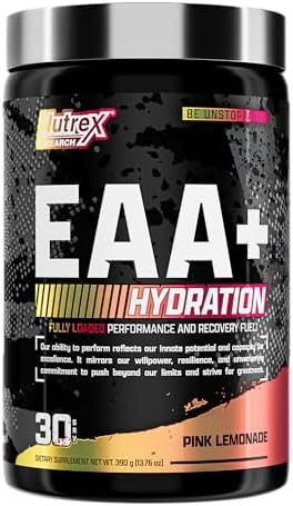 Nutrex Research EAA Hydration | EAAs + BCAA Powder | Muscle Recovery, Strength, Muscle Building, Endurance | 8G Essential Amino Acids + Electrolytes | (Packaging My Vary) 30 Servings (Pink Lemonade) by NutrexResearch