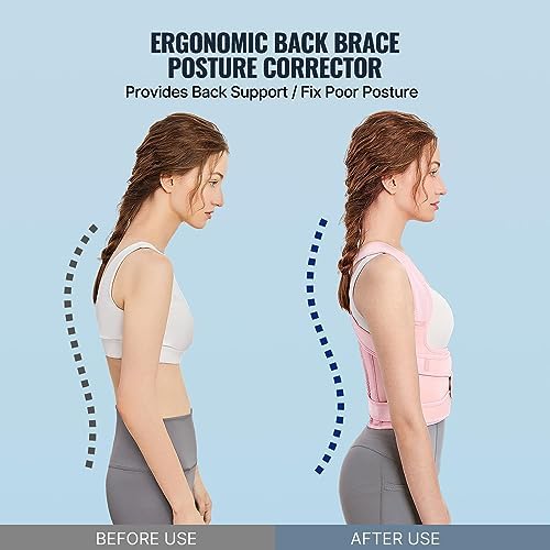 Posture Corrector for Women and Men, Adjustable Back Brace with Full Back Support, Shoulder Straightener for Spine Alignment, Kyphosis, Hunchback, Scoliosis, Lumbar, Spine, Pink (Small) - Image 3