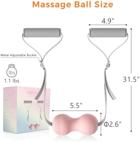 VICSKY Peanut Massage Ball with Handles & Pull Strap - Dual Trigger Point Therapy for Feet, Legs, Neck, Muscle Pain Relief, Myofascial Roller with Adjustable Strap (Pink) - Image 6