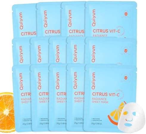 QUIYUM 14 Pack Citrus Sheet Mask - Radiant Facial Skin for Women & Teens by Quiyum