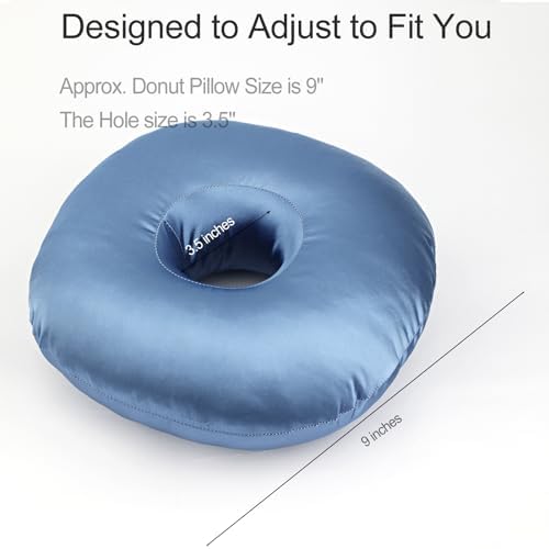 Silky Satin Piercing Pillow Ear Pillows Donut with Hole for Ear Pain CNH Piercing Pain Relief Sleeping Pressure Sore Side Sleepers Smooth Cooling Ear Guard Protector, Haze Blue - Image 5