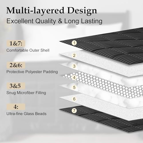 downluxe Weighted Blanket King Size, 18 lb Weighted Blanket with Glass Beads for All Season, Machine Washable Heavy Blanket (Black, 108 X 90 Inch) - Image 4