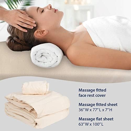 ForPro Premium Flannel 3-Piece Massage Sheet Set, Natural - Image 5