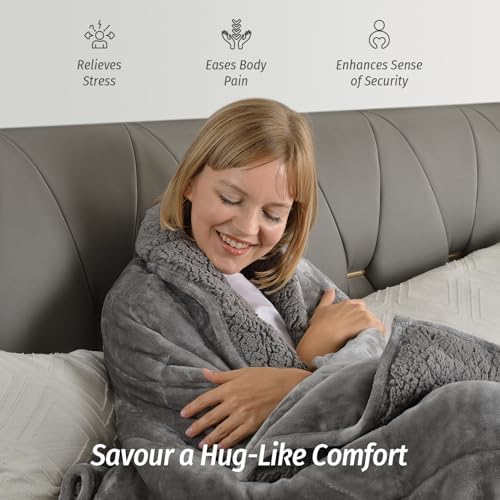 Wemore Sherpa Fleece Weighted Blanket for Adult 12 lbs Twin 48"x72" Grey - Image 4