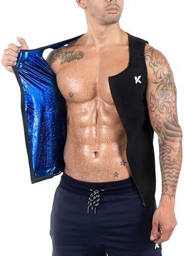 Kewlioo Men's Heat Trapping Zipper Sweat Enhancing Vest - Sauna Suit Shirt Compression Vest Shapewear Top for Gym Exercise by Kewlioo