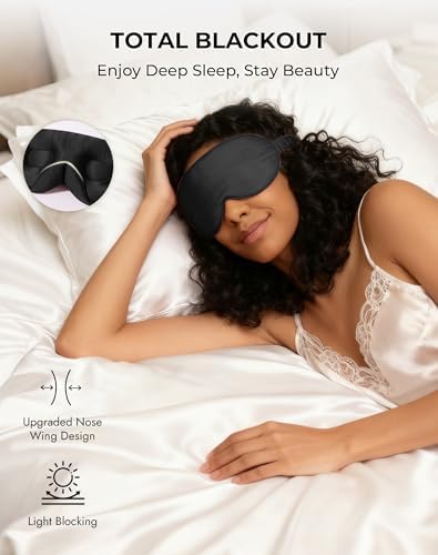 SilkSilky 100% 22 Momme Mulberry Silk Sleep Mask, Black - Image 6