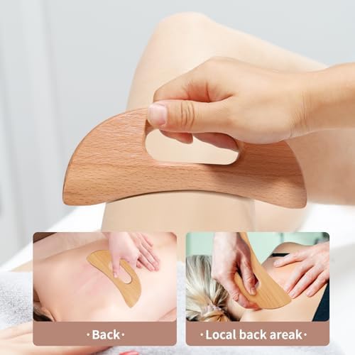 SAMEBUTECO 3 Packs Manual Wooden Fascia Massage Roller, Lymphatic Drainage Massager and Gua Sha Tool Set for Body Release Cellulite Anti Cellulite and Relieve Muscle Fatigue - Image 4