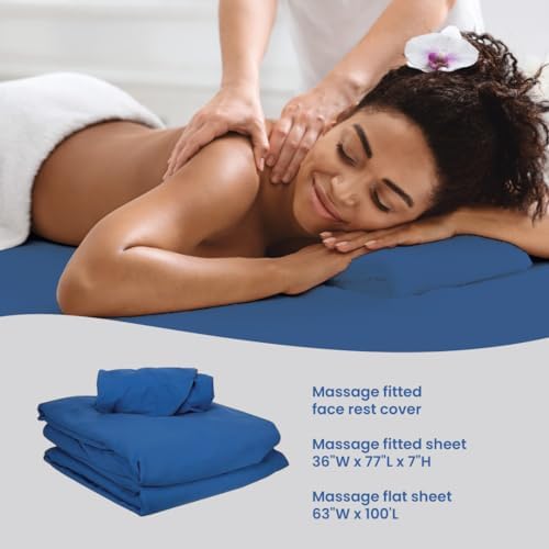ForPro Premium Microfiber 3-Piece Massage Sheet Set, Ocean Blue - Image 6