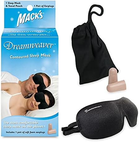 Mack's Dreamweaver Contoured Sleep Mask - Comfortable, Adjustable, Dual Strap Eye Mask with Ultra Soft Foam Earplugs by Macks